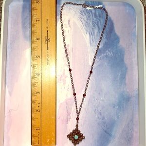 Red/ blue sterling necklace